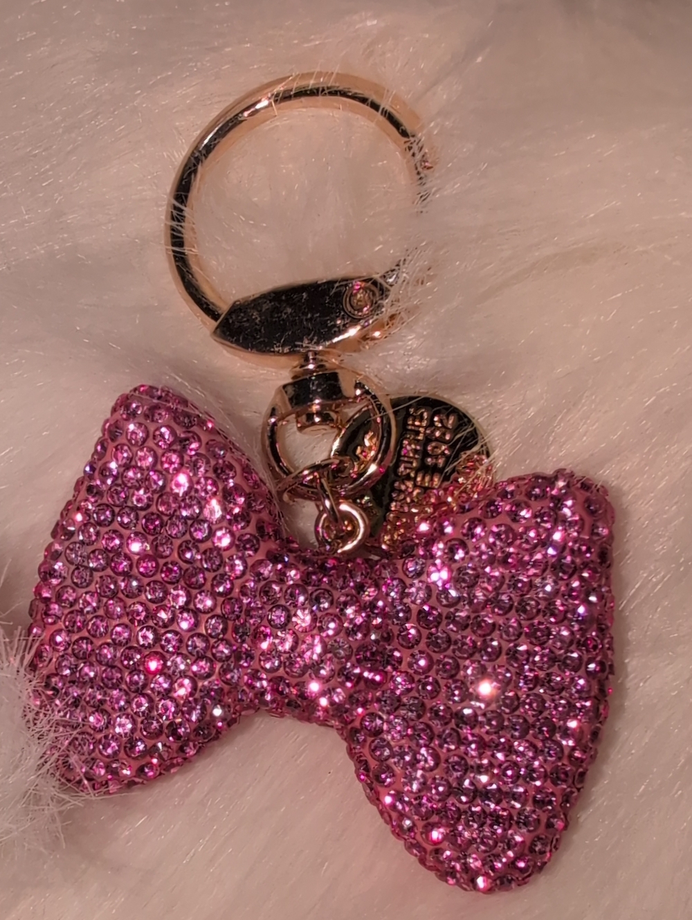 Sparkling Pink Crystal Bow Keychain Bag Charm